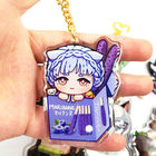 Customized High Quality Printing Epoxy Acrylic Anime Charms Key chains with Glitter