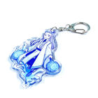 Custom laser cut high quality double glitter epoxy transparent key chain charm with various keychain accessory