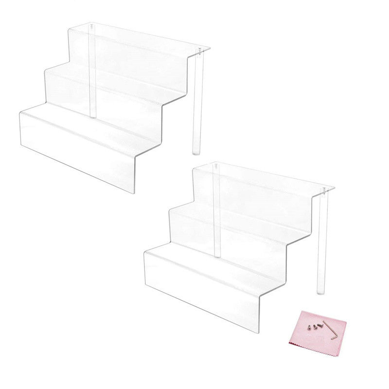 wholesale Acrylic Shelf 3-tier Step Shelf  Acrylic Riser Display Shelf