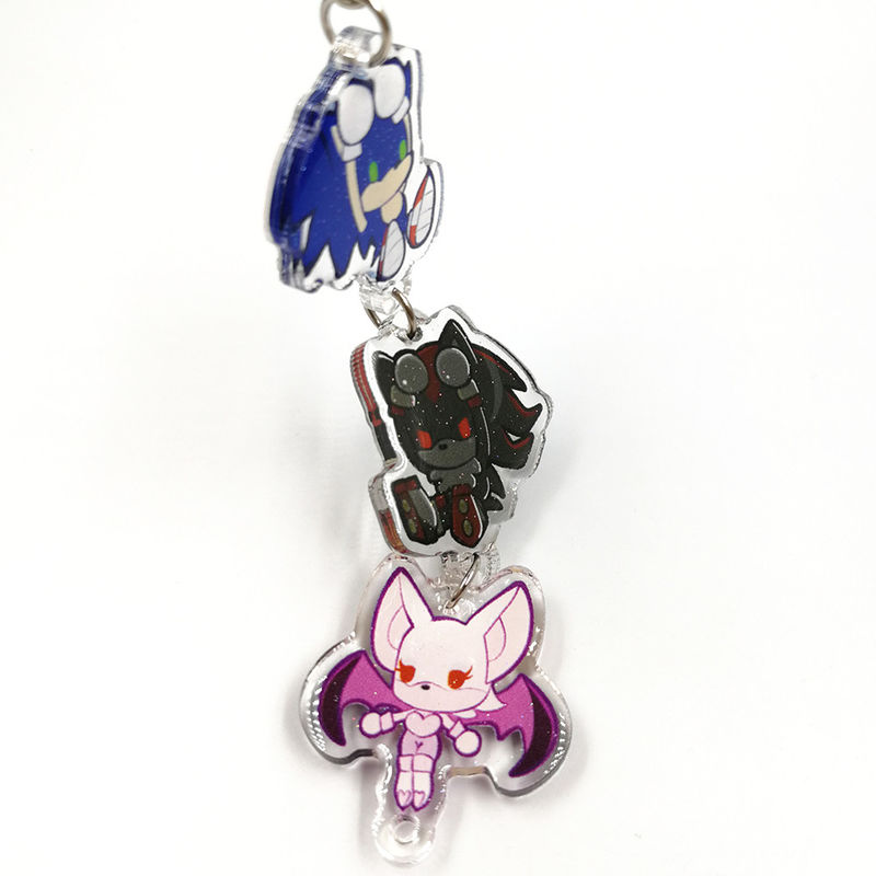 Clear Custom Promotional Double Epoxy Resin Glitter Linked Acrylic Charms Anime Keychain